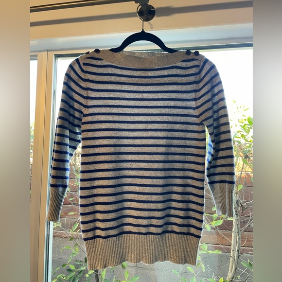 DEMYLEE boatneck, cashmere, striped sweater. Size Sm. - Picture 2 of 11